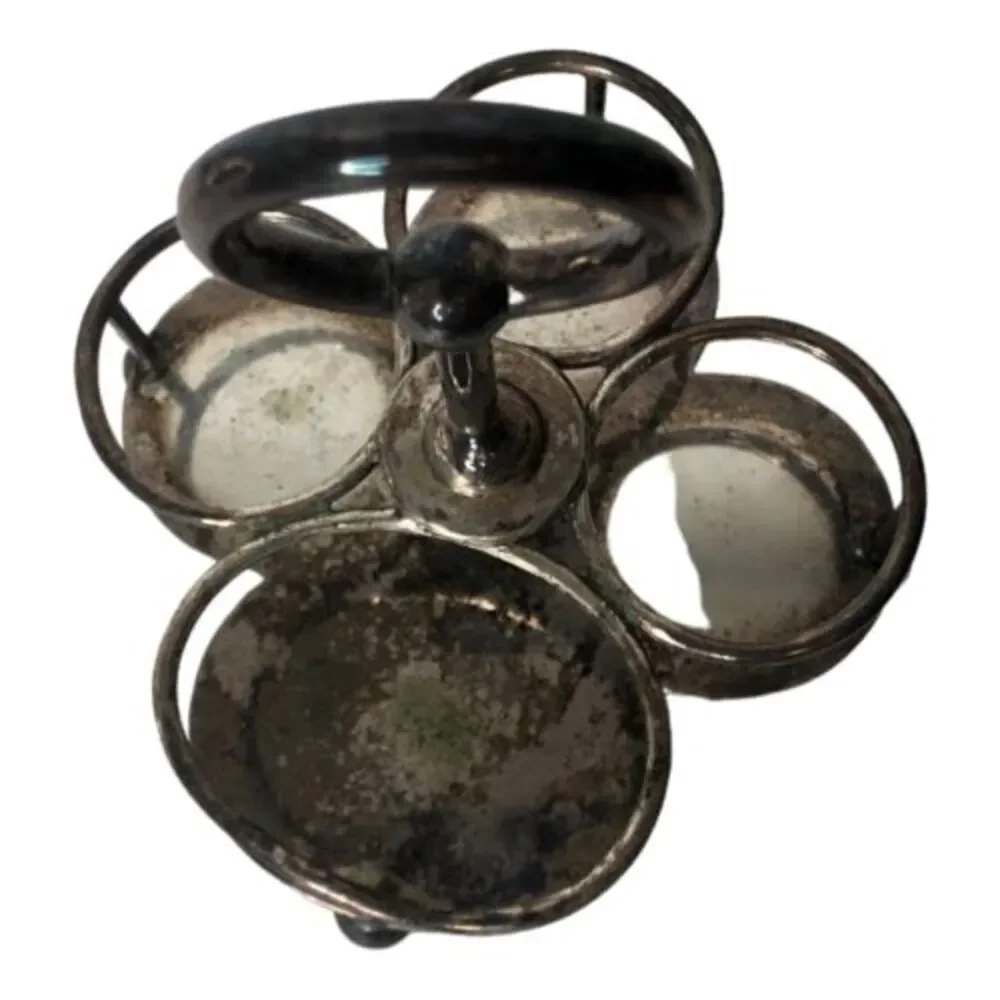 Vintage W&H Cruet‎ Set #5360 Silver Plated Vinegar Bottle Salt Pepper Shakers